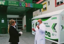 (ФОТО) Кандидатката за пратеничка од СДСМ, Марија Георгиевска, денес во Детската болница Козле донираше заштитни маски, ракавици и средства за дезинфекција